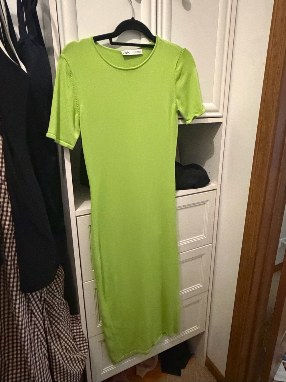 Zara Neon Green Short Sleeve Maxi Dress